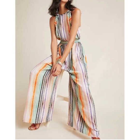 Anthropologie Blank London Gallery Row Edinburgh Striped Wide Leg Jumpsuit S - Picture 2 of 16